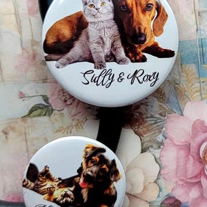 Stethoscope badge Dog-Cat LARGE/small Photo -Add Name to your Stethoscope add your picture to your Stethoscope Friendly Healthcare Workers