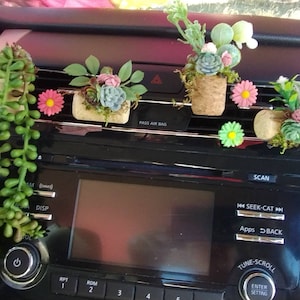 Mini Plant Car Air Freshener, Plant A/C Vent Clip - 1 Succulent Plant & a free Daisy Vent Clip-Car Accessories- car accessories