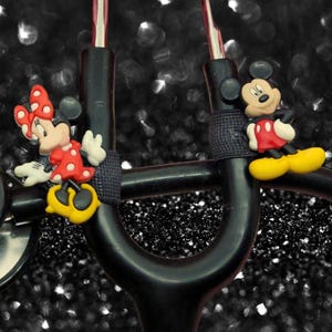 Micky & Minnie Cartoon Stethoscope Charm – Pediatric Healthcare Worker Accessory