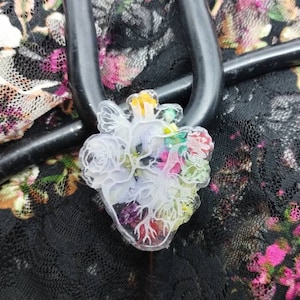 Heart Real pressed dried flowers with free flower Stethoscope tag OBGYN | Respiratory | Heart /Medical