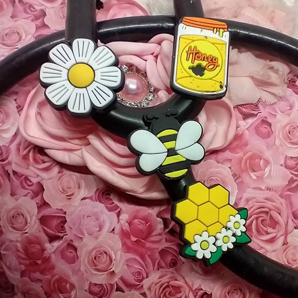 Add some fun! to your Stethoscope,  HoneyBee Flower Stethoscope  tag CUTE Kid Friendly cartoon  Pediatric