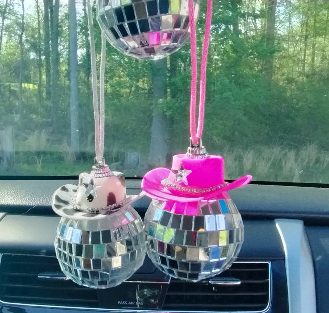 CAR AIR Vent Charms CUTE Cowboy Hat on Disco Ball Prism Rainbows vent
