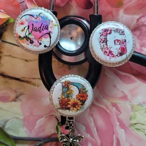 add your name-dog-cat pictures Stethoscope Charm/badge BEAUTIFUL!! Detailed Names or Initials Add you name-Stethoscope Healthcare Workers