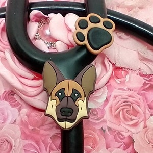 Stethoscope charm-Add some fun! to your Stethoscope, German Shepherd dog stethoscopes tag  CUTE Kid Friendly cartoon  Pediatric