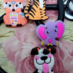 Add some fun! to your Stethoscope, large CUTE! Animals   Stethoscope tag CUTE Kid Friendly cartoon  Pediatric