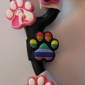 PAW prints Stethoscope Charm-Add some fun! to your Stethoscope, Stethoscope charm tag  Great Nurse gift! new snap closure