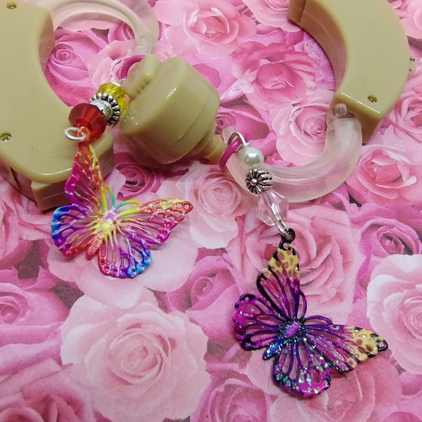 HEARING Aids Jewelry Charms 2-piece set Gorgeous BUTTERFLIES... Add  charms to Your Hearing Aids, Pediatric kids hearing aid