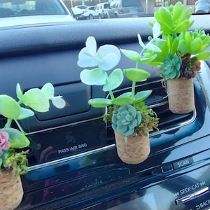 CAR AIR FRESHENER -2-pieces plant and Free Daisy flower & Succulent Plant Vent Clip-Car Accessories-Car Oil Diffuser-car accessories