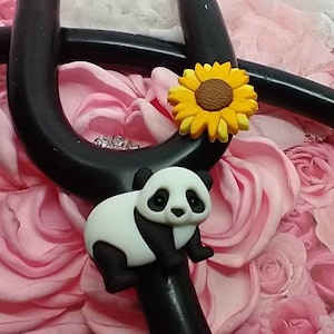 Encanto de estetoscopio: ¡añade un poco de diversión! a su estetoscopio, girasol y OSO PANDA Etiqueta de estetoscopio LINDO dibujo animado apto para niños Pediátrico