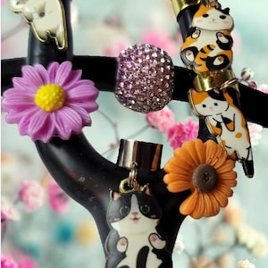 Stethoscope charm-Add some fun! to your Stethoscope, CUTE Kitty cat Stethoscope charm tag With Free Flower!  CUTE Kid Friendly Pediatric