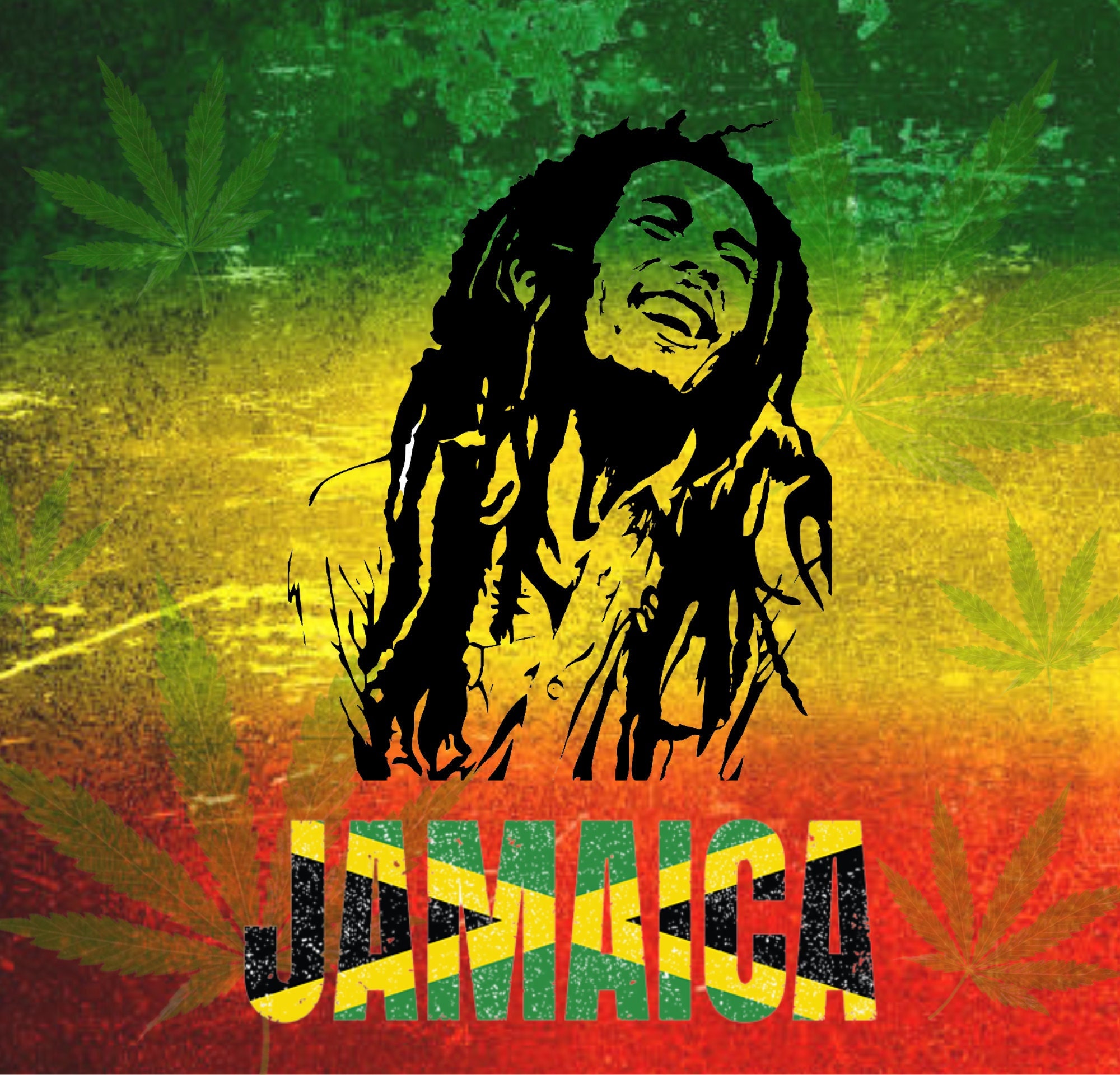 Bob Marley Tumbler Wrap: Jamaican Flag Design (digital Download