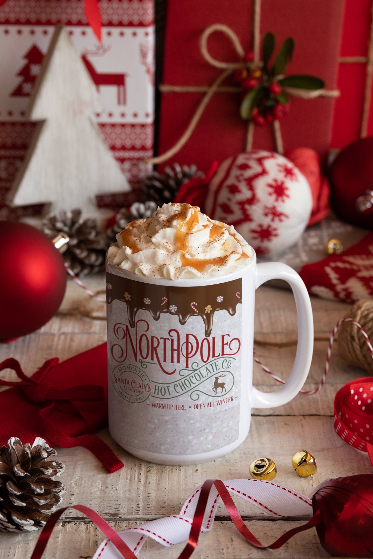 North Pole Hot Chocolate 3D Dripping Mug with Cool Whip Lid | Christmas  Movie Mug | Hot Chocolate Mug