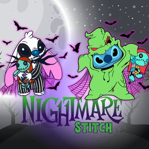 Nightmare Stitch Design | Skeleton & Boogie Character | Halloween | Skinny Tumbler Wrap | Mug Wrap | 15oz 20oz 30oz | PNG | Digital Download
