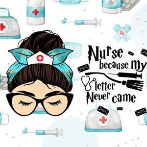 Projeto de vida de enfermeira | Menina de coque bagunçado | Carta do Mago | Envoltório de copo magro | Design de caneca | 15 onças 20 onças 30 onças | mousepad | PNG | Download Digital