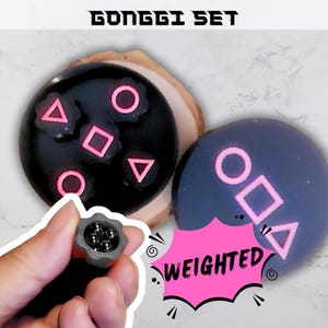 Weighted Gonggi Set- Black and Pink Color Combo - Korean Game inspired - Traditional Korean Game - 3D Print Gonggi Game