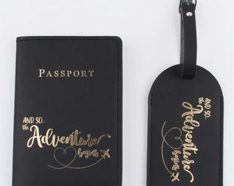 Personalised passport covers with matching luggage tag