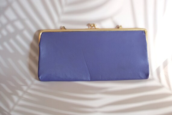 Vintage Blue Handbag Purse Clutch - image 2