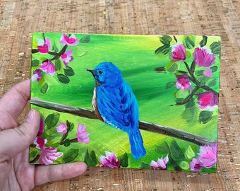 Blue Bird Acrylic Painting