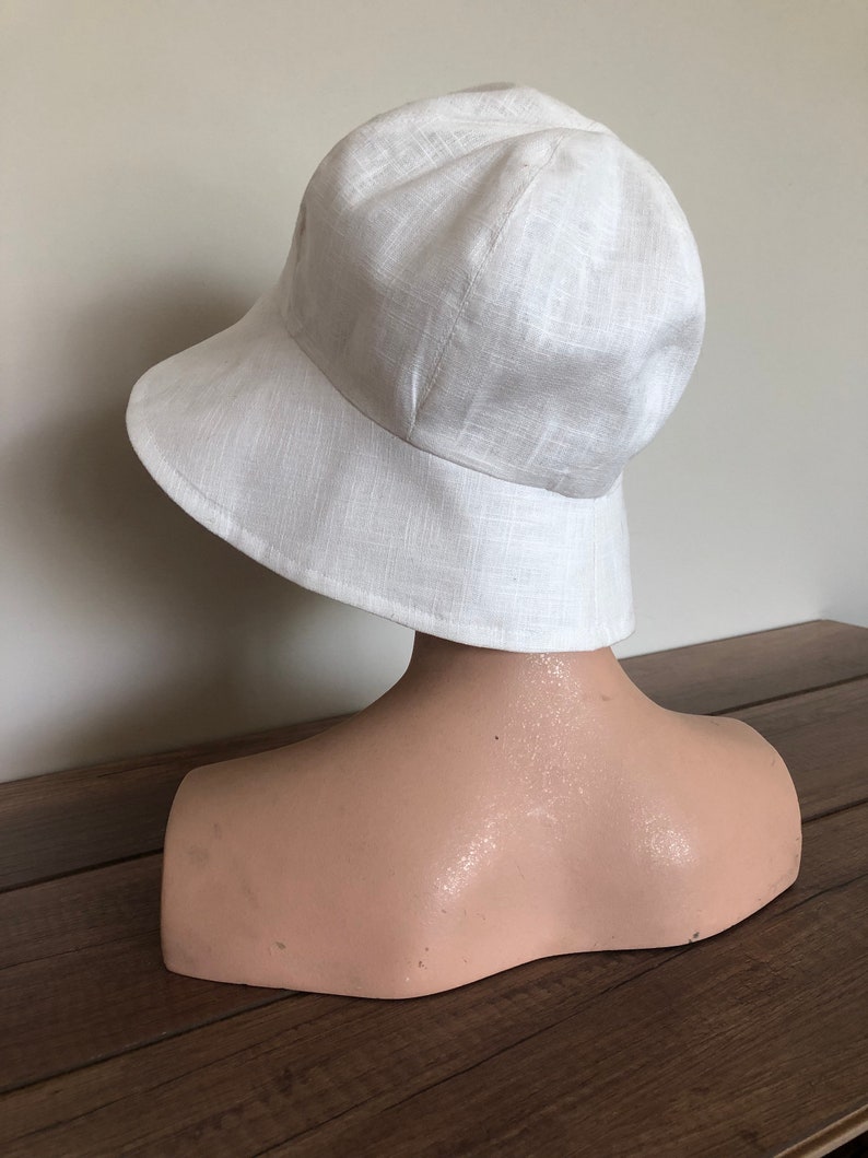 100 percent fine white linen angular brim occasion hat image 8