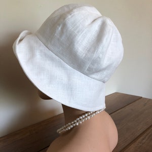 100 percent fine white linen angular brim occasion hat image 6