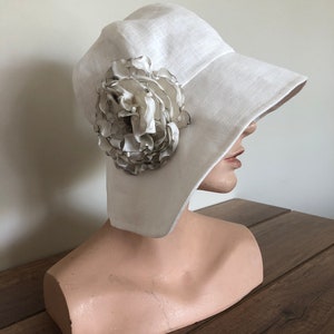 100 percent fine white linen angular brim occasion hat image 1