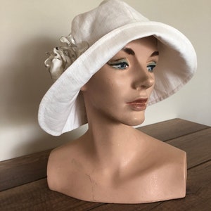 100 percent fine white linen angular brim occasion hat image 5