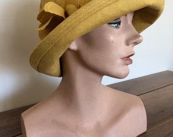 100 percent sunny gold linen wide brim sun hat