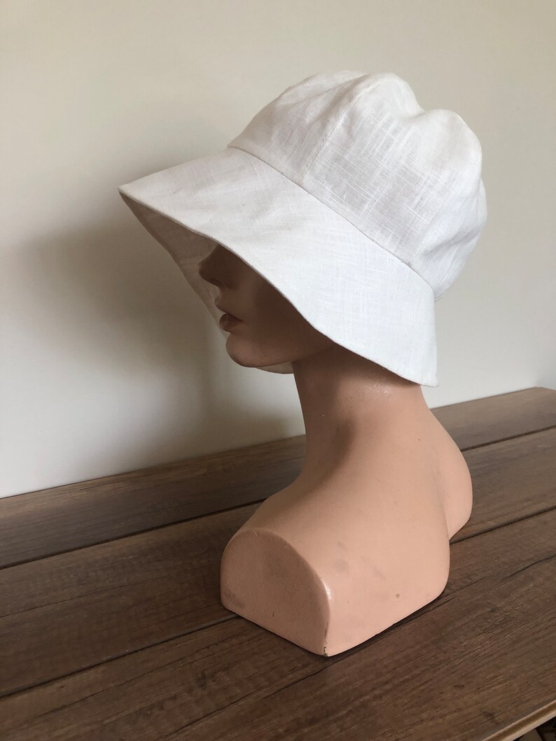 100 percent fine white linen angular brim occasion hat image 7