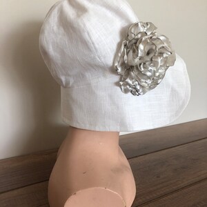 100 percent fine white linen angular brim occasion hat image 3
