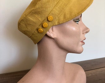 100 percent medium weight gold linen fisherman style summer hat