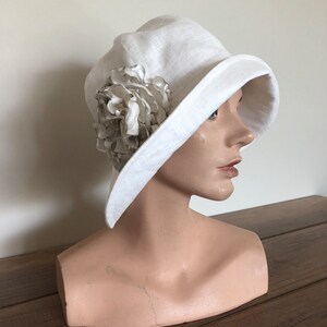 100 percent fine white linen angular brim occasion hat image 4