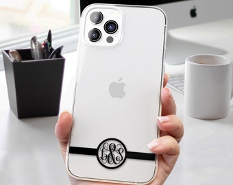 Monogram Case for iPhone 15 14 13 12 11 Pro Max mini XS XR X 10 8 Plus 7 6 SE Personalize Custom Initials Clear Phone Cover Soft Transparent