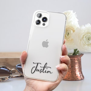 Clear Personalize Case for iPhone 15 Pro Max 14 Plus 13 mini 12 11 XS XR X 8 7 6s 6 SE 3rd 2nd Gen Custom Name Handwriting Signature Cover