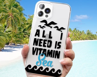 Vitamin Sea Case for iPhone 15 14 13 12 11 Pro Max mini XS XR X 10s 10r 10 8 Plus 7 6 SE Clear Phone Case Cover Beach Lover Soft Tpu Jelly