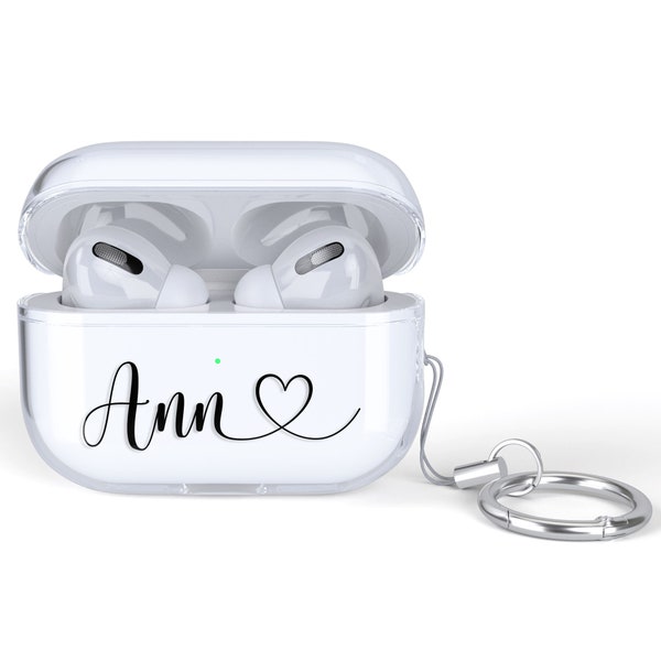 Clear Case for AirPods - All Models - Pro 2nd Generation 1st 3rd - Personalized with Custom Name Transparent Soft Cover with Carabiner Ring