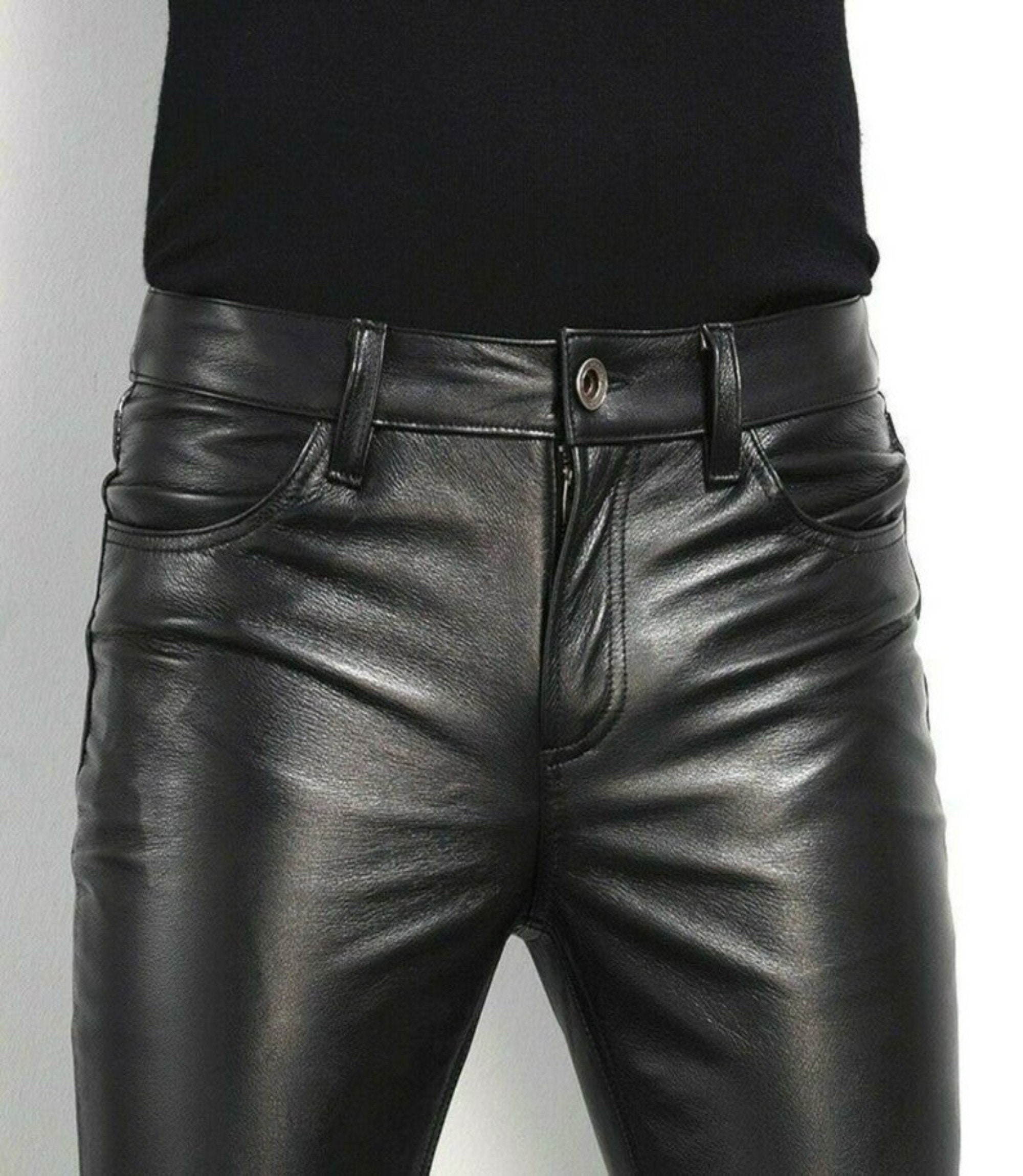 Men's Pant Leather Trousers for Biker - Etsy