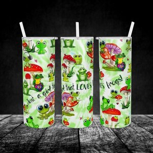 Frogs, Just a Girl That Loves Frogs, Birthday Gifts, Holiday Gifts, Lilly Pad, Holiday Gift, Personalized Gifts, Sublimation, Skinny Tumbler