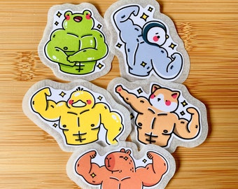 Cute Buff Animal Stickers | Waterproof Laptop iPad Bullet Journal Planner Kawaii Die Cut Glossy Stickers