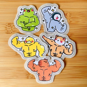 Niedliche Buff Tier Aufkleber | Wasserdichter Laptop iPad Bullet Journal Planer Kawaii Die Cut glänzende Aufkleber