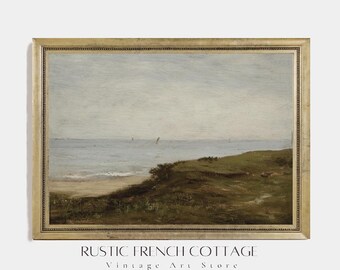 Rustic Fall Landscape | Moody Countryside Wall Art | Muted seascape Digital Download | Vintage Farmhouse Decor | Autumn Home Printable