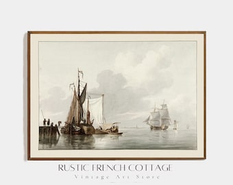Timeless marine art | Vintage boat painting for rustic decor | Ocean landscape for beach house | Nautical gift for him