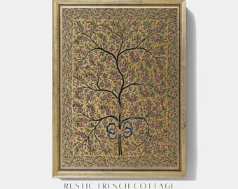 Estampado textil francés vintage | Póster de tela rústica | Arte de pared tejido antiguo | Decoración de casas rurales | Descarga digital