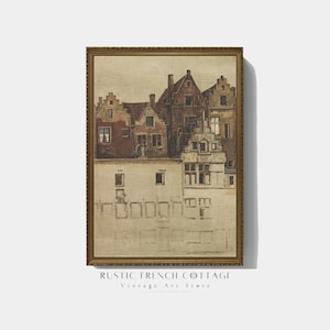 Rustic European City Wall Art | Vintage Street Scene Print | Timeless Old Town Illustration for Hallway or Living Room | charming cityscape