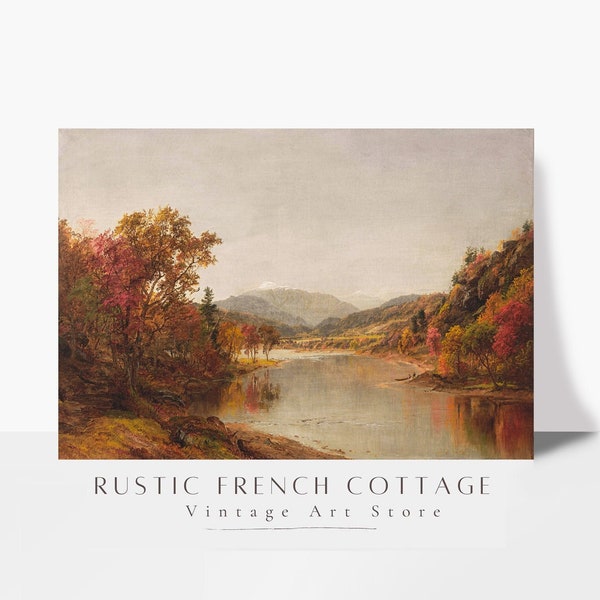 Peinture vintage du lac | Art vintage d'Italie | Paysage avec lac | Art rustique vintage | Décor de chalet rustique | IMPRIMÉ ET EXPÉDIÉ