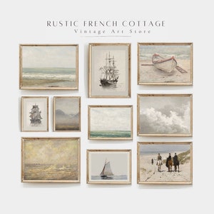 Marine Life Vintage Prints | Nautical Gallery Wall for Coastal Interiors | Antique Ocean Art Set | Coastal art gallery for seaside farmhouse