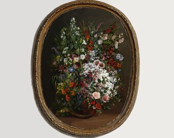 Dark academia floral print | Moody vintage flower painting for rustic kitchen or elegant living room | digital art