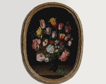 Antique Tulip Painting for Classic Floral Decor | Still Life Print for Country Style Interiors | digital download