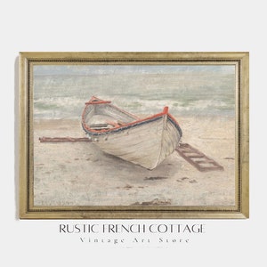 Rustic boat wall decor, vintage nautical art, Boat on the beach, fisherman boat art, minimalist boat, digital art, nusery art, cottage art