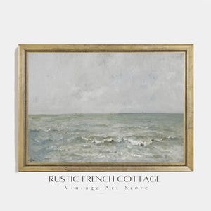 Grabado antiguo con vista al mar | Paisaje costero vintage | Arte de pared con paisaje marino náutico | Póster digital marino rústico