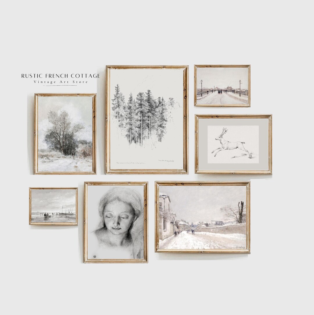 Vintage Neutral Gallery Wall Art Print Set | Country House Decor ...